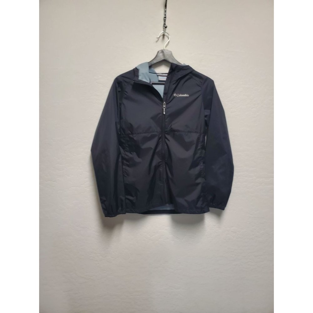 Columbia Sportswear Black Lightweight Full Zip L/S Hooded Windbreaker Youth S